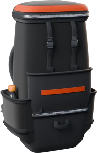 A loaded hiking pack, closed